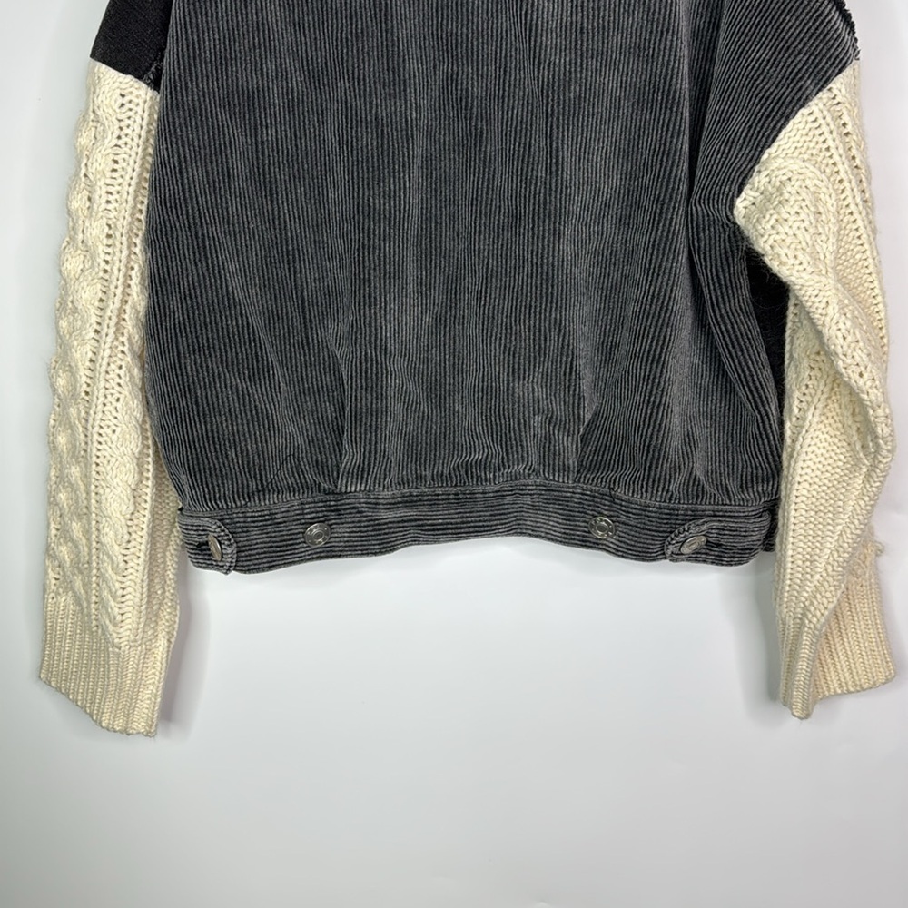 Pol Black Gray Patchwork Denim Button Jacket Size… - image 6